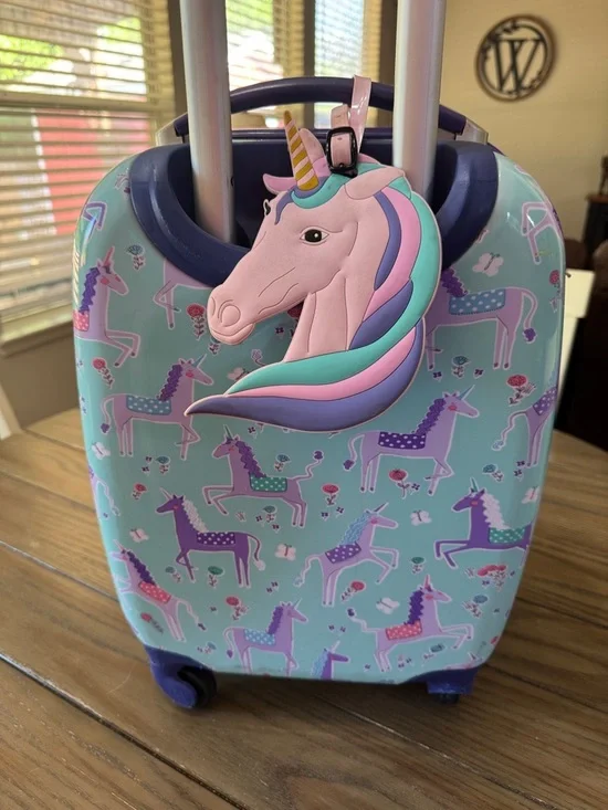 Pottery Barn Kids Girls Mackenzie Unicorn Hard Sided Spinner Travel Suit Case. - Picture 3 of 16